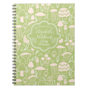 Caderno Espiral Creme Verde Mushroom
