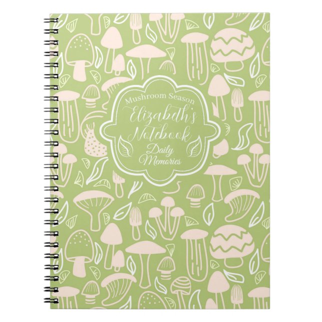 Caderno Espiral Creme Verde Mushroom (Frente)