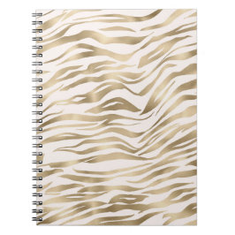 Caderno Espiral Creme Zebra Dourada