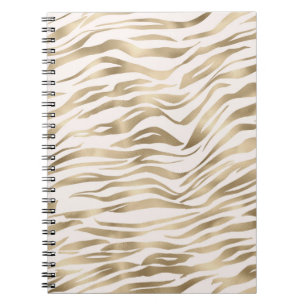 Caderno Espiral Creme Zebra Dourada