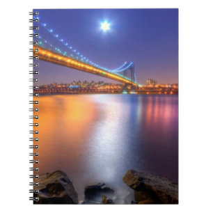 Caderno Espiral Crepúsculo, George Washington BridgePalisades, NJ