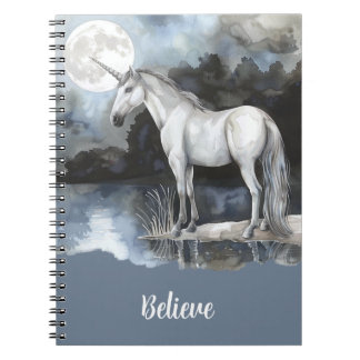 Caderno Espiral Crer na Lua Cheia Unicórnio