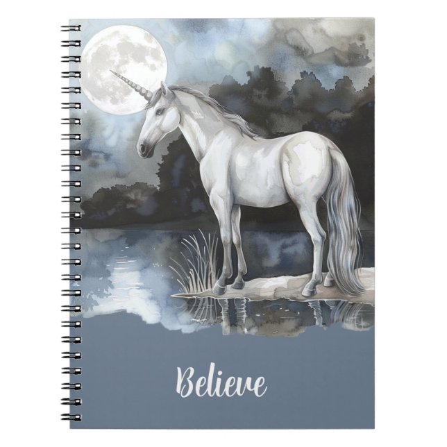 Caderno Espiral Crer na Lua Cheia Unicórnio (Frente)