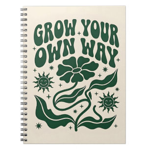 Caderno Espiral Cresça ao Seu Modo   Retro Motivacional Verde