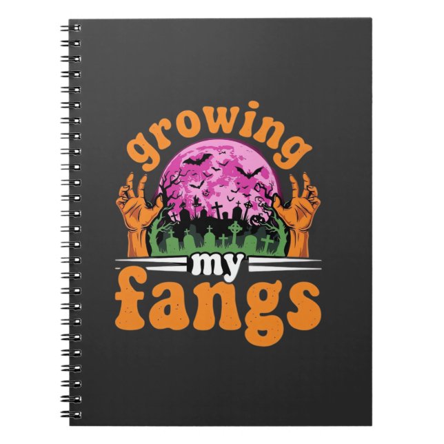 Caderno Espiral Crescendo Meus Dentes Design de Vampiro de Hallowe (Frente)