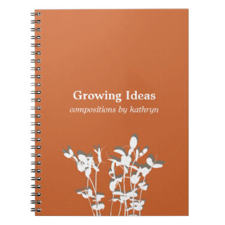 Caderno Espiral Crescendo planta ideia moderna notas de laranja di
