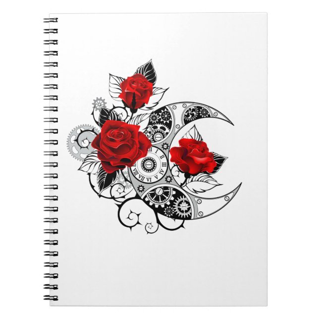 Caderno Espiral Crescente Mecânico com Rosas vermelhas (Frente)