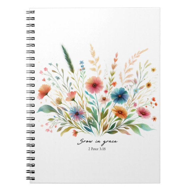 Caderno Espiral Crescer na Grace floral (Frente)