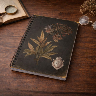Caderno Espiral Crestão Botânico Gótico Vintage Monograma