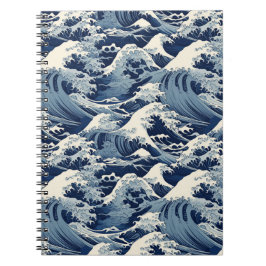 Caderno Espiral Crestas Epheméricas: Ondas Hokusai Reimaginadas