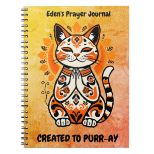 Caderno Espiral Criado a Purr-ay - Diário de oração personalizado