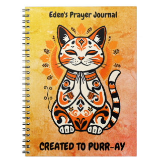 Caderno Espiral Criado a Purr-ay - Diário de oração personalizado