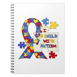 Caderno Espiral Criança com a fita da consciência do autismo