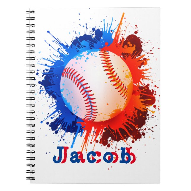 Caderno Espiral Criança personalizada de beisebol (Frente)