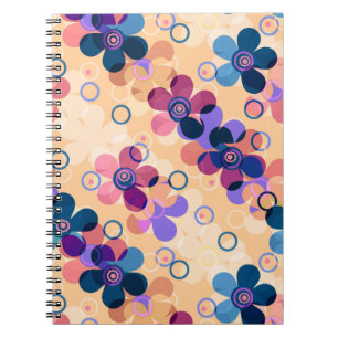 Caderno Espiral Crianças abstratas flores de desenho animado fofo 