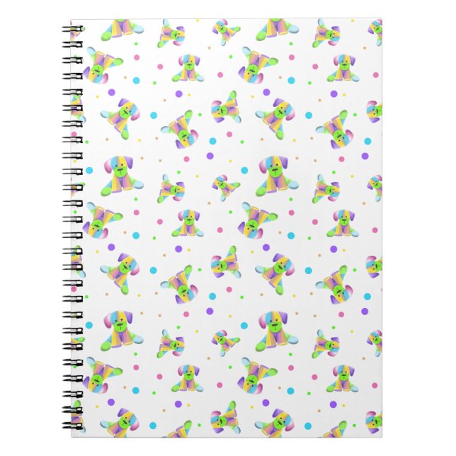 Caderno Espiral crianças arco-íris cachorro cachorrinho bolinha co (Frente)