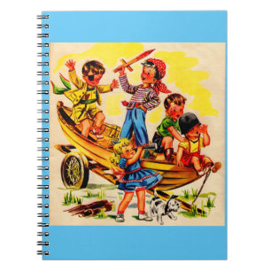 Caderno Espiral crianças brincando de pirata