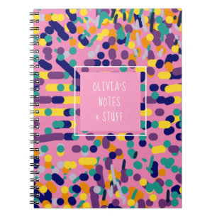 Caderno Espiral Crianças com Artsy Rosa Colorida Bonito de Volta 