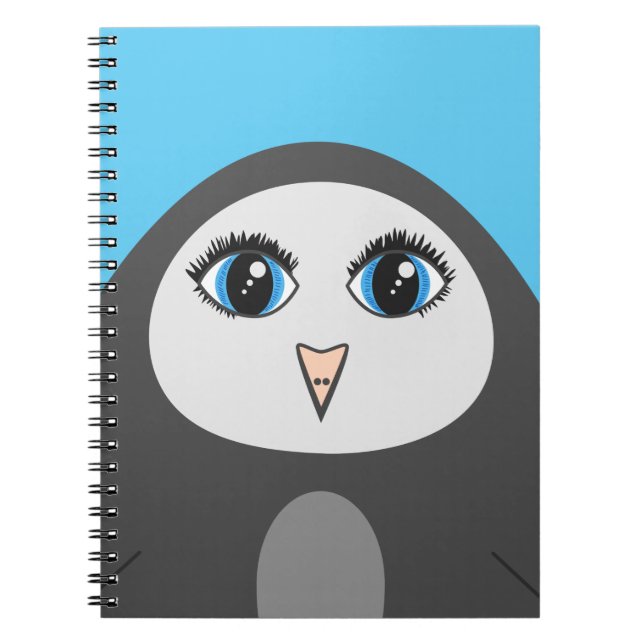 Caderno Espiral Crianças de Cartoon Pinguim Bonito (Frente)