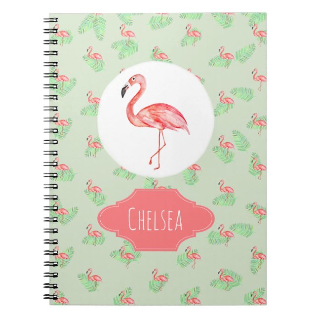 Caderno Espiral Crianças do nome Flamingo, sigla em inglês para "T (Frente)