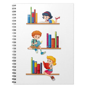 Caderno Espiral Crianças Lendo Livros