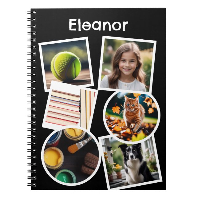 Caderno Espiral Crianças Personalizadas de Colagem de Fotografias  (Frente)