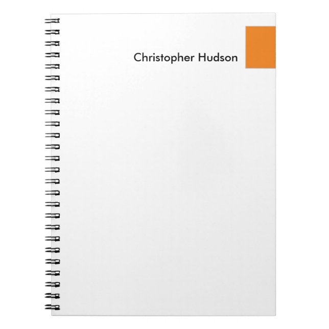 Caderno Espiral Criativo Simples Branco Laranja Profissional (Frente)
