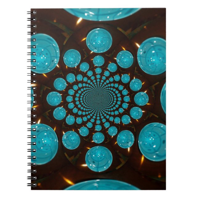 Caderno Espiral Crie as suas luzes azuis Caleidoscópio (Frente)