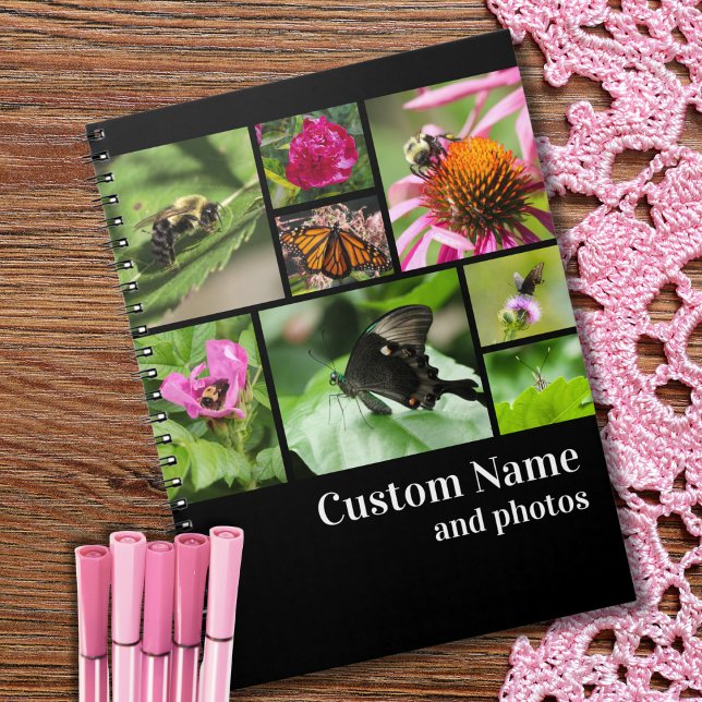 Caderno Espiral Crie Moderno Sua Própria Colagem de Fotos Preto (Criador carregado)