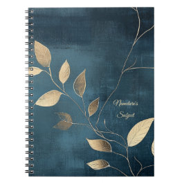 Caderno Espiral Crie seu próprio azul elegante e dourado minimalis