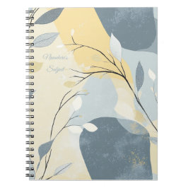 Caderno Espiral Crie seu próprio floral azul dourado minimalista