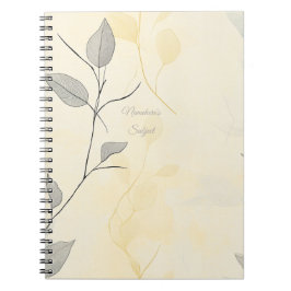 Caderno Espiral Crie Seu Próprio Floral Minimalista em Amarelo e C