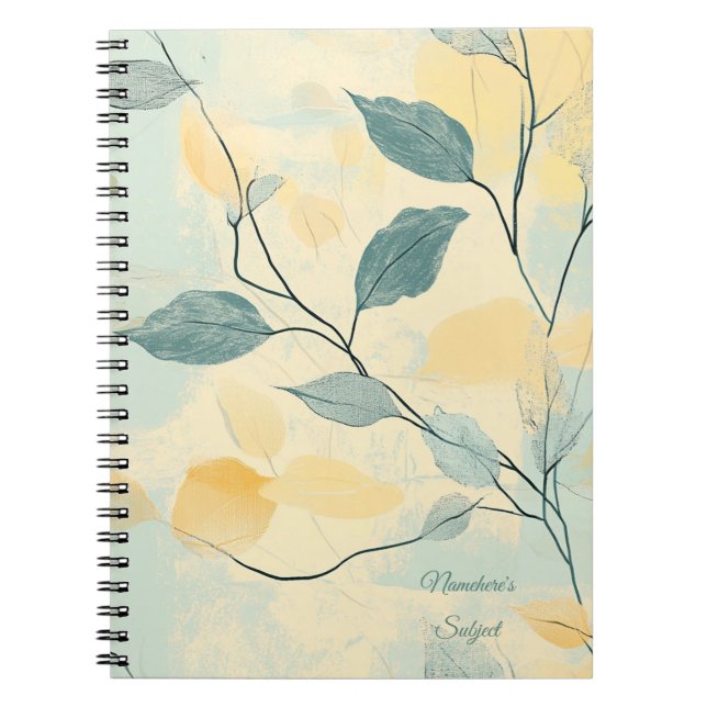 Caderno Espiral Crie Seu Próprio Floral Verde e Amarelo Minimalist (Frente)
