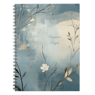 Caderno Espiral Crie Seu Próprio Minimalista Floral Azul de Verão
