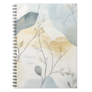 Caderno Espiral Crie Seu Próprio Minimalista Floral Cinza Dourado 