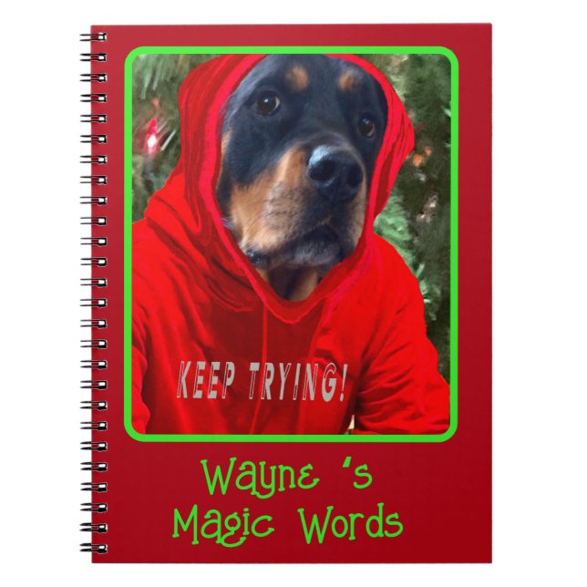 Caderno Espiral Crie seu próprio notebook magico Rottweiler (Frente)