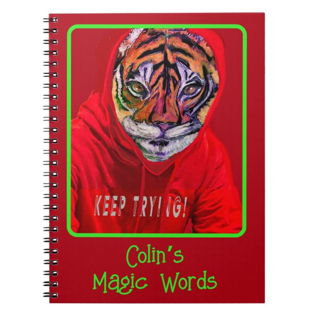 Caderno Espiral Crie seu próprio notebook mágico Tiger (Frente)