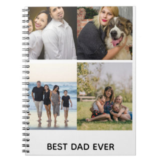 Caderno Espiral Crie Sua Própria Colagem de 4 Fotos Melhor Pai de 