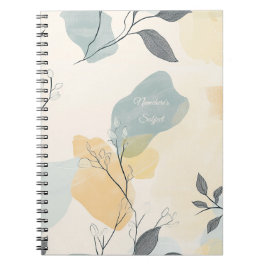 Caderno Espiral Crie Sua Própria Flora Minimalista de Folhas Azuis