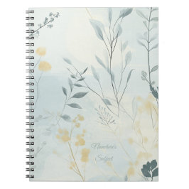 Caderno Espiral Crie Suas Próprias Flores Douradas Suaves Minimali