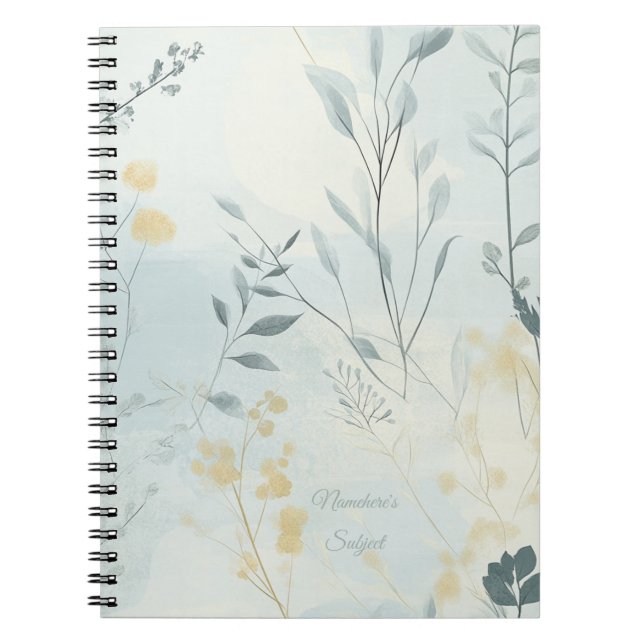 Caderno Espiral Crie Suas Próprias Flores Douradas Suaves Minimali (Frente)