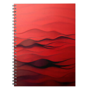 Caderno Espiral Crimson Flow – Ondas Abstratas Vermelhas de Movime