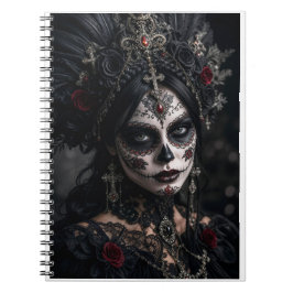 Caderno Espiral Crimson Gótico Calavera – Rosa Negra