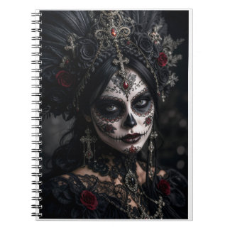 Caderno Espiral Crimson Gótico Calavera – Rosa Negra