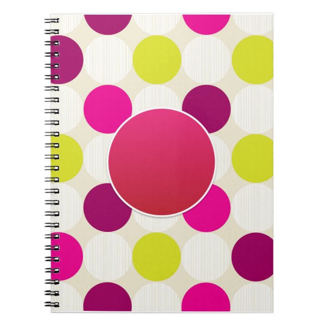 Caderno Espiral Crio PINK Amarelo AmareloVerde Polkadot Personaliz (Frente)