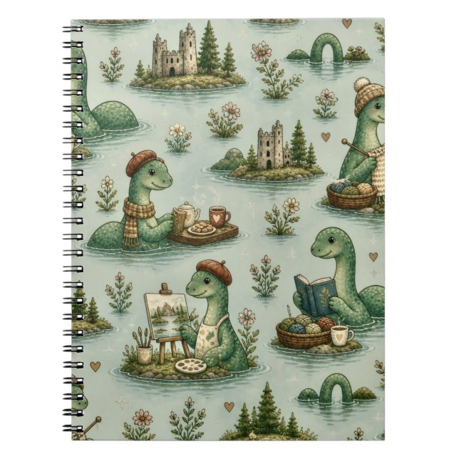 Caderno Espiral Críptidos Aconchegantes Nessie Monstro do Lago Nes (Frente)
