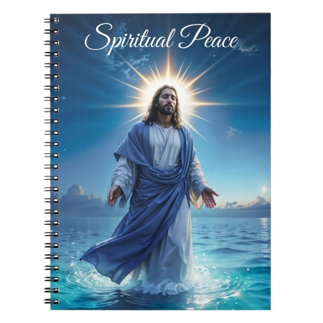 Caderno Espiral Cristão de arte brilhante Jesus Cristo fé esperanç (Frente)