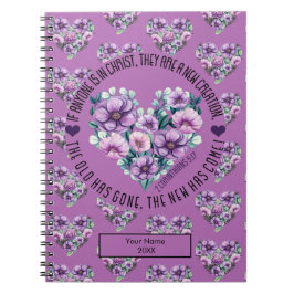 Caderno Espiral Cristão Personalizado 2 Corintianos 5:17 Bíblia Ro