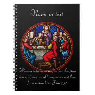 Caderno Espiral Cristianismo Imagem de Jesus com Escritura Bíblia