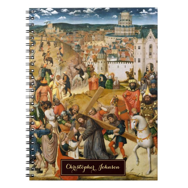 Caderno Espiral Cristo Carregando a Cruz Arte Antiga Monograma Dou (Frente)